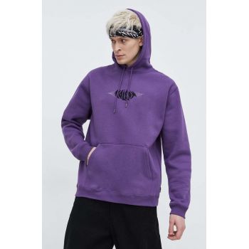 Volcom bluza barbati, culoarea violet, cu glugă, cu imprimeu de firma original