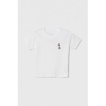 Abercrombie & Fitch tricou de bumbac pentru copii culoarea alb, cu imprimeu