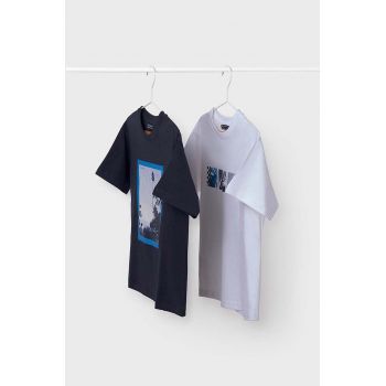 Mayoral tricou de bumbac pentru copii 2-pack culoarea albastru marin, cu imprimeu