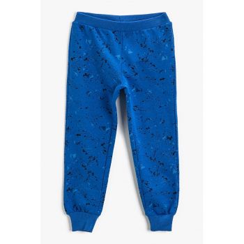 Pantaloni sport din amestec de bumbac cu imprimeu