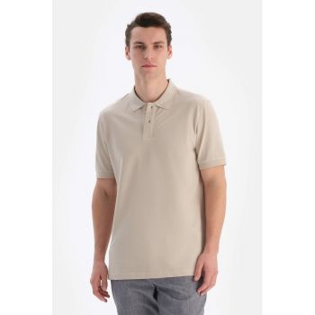 Tricou polo de bumbac cu model uni