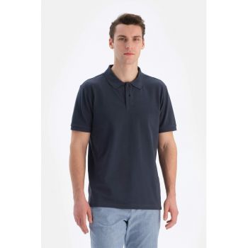 Tricou polo de bumbac cu model uni