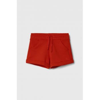 United Colors of Benetton pantaloni scurți din bumbac pentru copii culoarea rosu, neted, talie reglabila