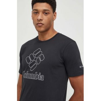 Columbia tricou sport Pacific Crossing II culoarea negru, cu imprimeu 2036472 ieftin