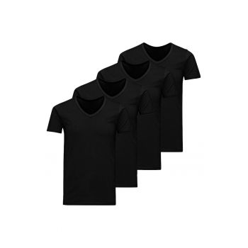 Set de tricouri cu decolteu in V Basic - 4 piese ieftin