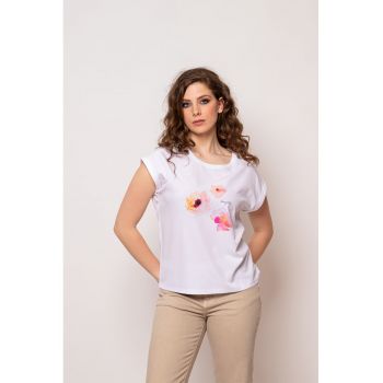 Tricou din amestec de modal cu imprimeu Mona