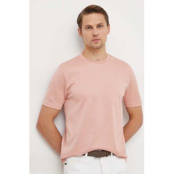 BOSS tricou din bumbac bărbați, culoarea roz, uni 50511595