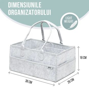 Gentuta mamicii organizator scutece si accesorii copiibebelusi 38x26x18 cm gri la reducere