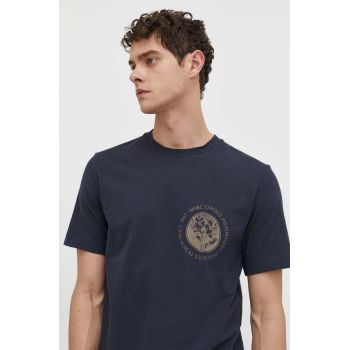 Marc O'Polo tricou din bumbac barbati, culoarea albastru marin, cu imprimeu