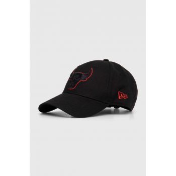 New Era șapcă de baseball din bumbac Chicago Bulls culoarea negru, cu imprimeu, CHICAGO BULLS