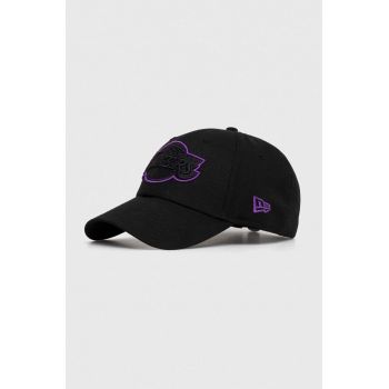 New Era șapcă de baseball din bumbac culoarea negru, cu imprimeu, LOS ANGELES LAKERS