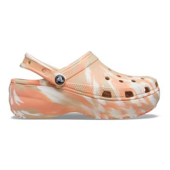 Saboți Crocs Women's Classic Platform Marbled Clog Maro - Chai/Multi