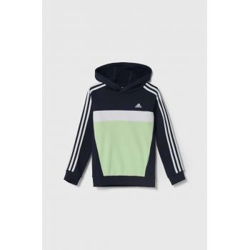 adidas bluza copii culoarea verde, cu glugă, cu imprimeu