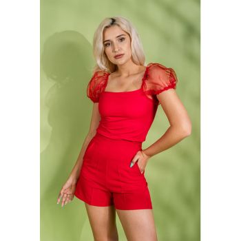 Bluza cu maneci de plasa bufante Alice