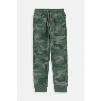 Coccodrillo pantaloni de trening din bumbac pentru copii culoarea verde, neted