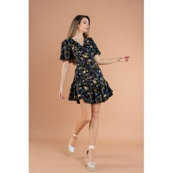 Rochie cu decolteu in V si model floral Joy