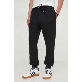 Gant pantaloni de trening din bumbac culoarea negru, neted