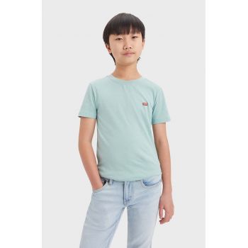 Levi's tricou de bumbac pentru copii culoarea turcoaz, neted