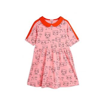 Mini Rodini rochie din bumbac pentru copii Cathlethes culoarea roz, mini, evazați