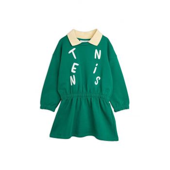 Mini Rodini rochie din bumbac pentru copii Tennis culoarea verde, mini, evazați