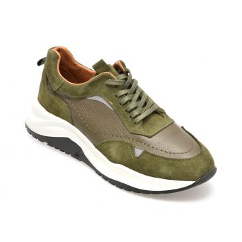 Pantofi sport GRYXX kaki, M6290R1, din piele naturala