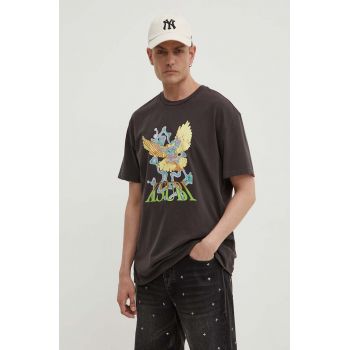 KSUBI tricou din bumbac flight biggie ss tee bărbați, culoarea gri, cu imprimeu, MPS24TE011