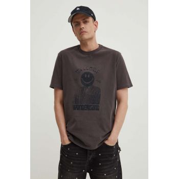 KSUBI tricou din bumbac portal kash ss tee bărbați, culoarea gri, cu imprimeu, MPS24TE014