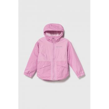 Columbia geaca copii Rainy Trails Fleece culoarea roz