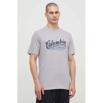 Columbia tricou din bumbac Rockaway River culoarea gri, cu imprimeu 2022181 ieftin