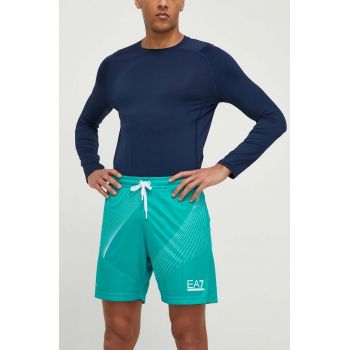 EA7 Emporio Armani pantaloni scurti barbati, culoarea verde