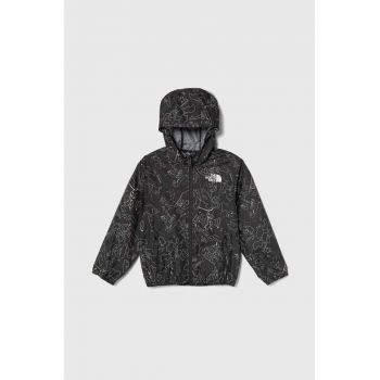 The North Face geaca copii NEVER STOP HOODED WINDWALL JACKET culoarea gri