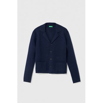 United Colors of Benetton cardigan din bumbac pentru copii culoarea albastru marin