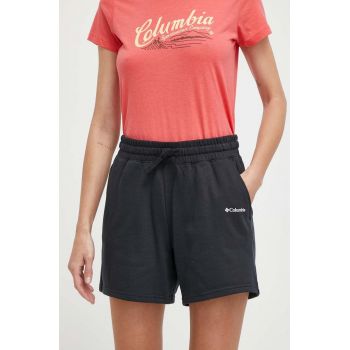 Columbia pantaloni scurți Trek femei, culoarea negru, cu imprimeu, high waist 2032941