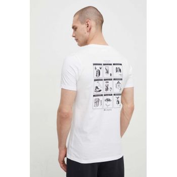 Columbia tricou din bumbac Rapid Ridge bărbați, culoarea alb, cu imprimeu 1934824 ieftin