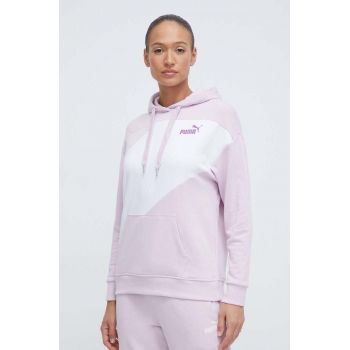 Puma bluză POWER femei, culoarea violet, cu glugă, imprimeu 677893