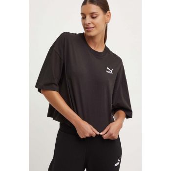 Puma tricou din bumbac femei, culoarea negru 624226