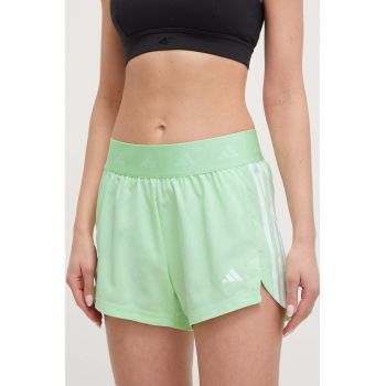 adidas Performance pantaloni scurți de antrenament Hyperglam culoarea verde, cu imprimeu, high waist IT4670