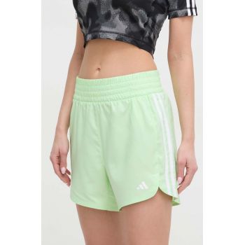 adidas Performance pantaloni scurți de antrenament Pacer culoarea verde, cu imprimeu, high waist  IT7763