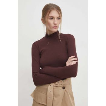 Answear Lab longsleeve culoarea bordo, cu turtleneck