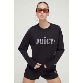 Juicy Couture bluza femei, culoarea negru, cu imprimeu