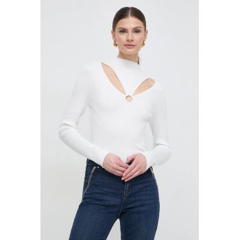 Morgan pulover femei, culoarea alb, light, cu turtleneck