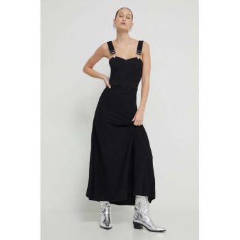 Moschino Jeans rochie culoarea negru, midi, evazati