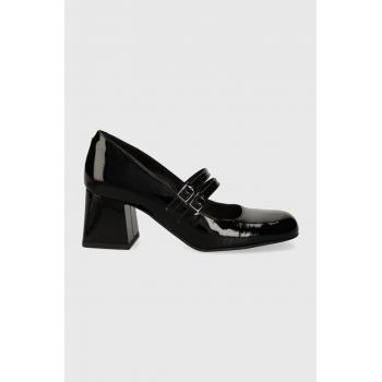 Wojas pantofi de piele culoarea negru, cu toc drept, 3514331