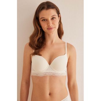 women'secret sutien COTTON COLLECTION 1 culoarea alb, dantela, neted, 5057036.038.040 ieftin