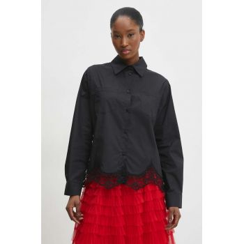 Answear Lab camasa din bumbac femei, culoarea negru, cu guler clasic, relaxed de firma originala
