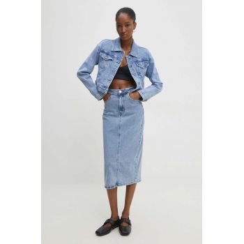 Answear Lab fusta jeans midi, drept