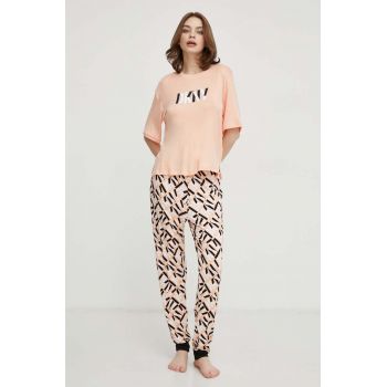 Dkny pijama femei, culoarea portocaliu