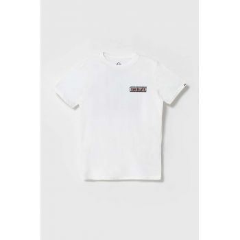 Quiksilver tricou de bumbac pentru copii MAROONEDYTH culoarea alb, cu imprimeu