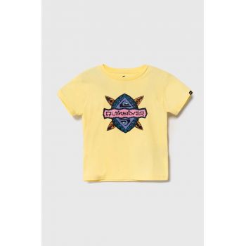 Quiksilver tricou de bumbac pentru copii RAINMAKERBOY culoarea galben, cu imprimeu ieftin