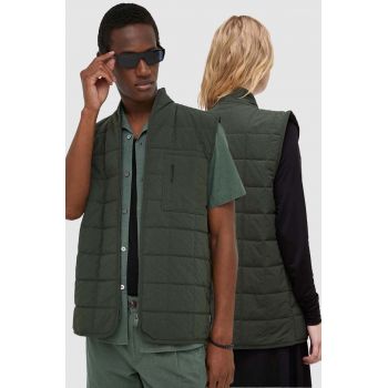 Rains vesta 19410 Vests culoarea verde, de tranzitie